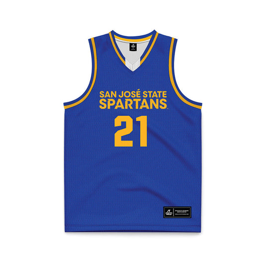 SJSU - NCAA Men's Basketball : Japhet Moupadele - Blue Basketball Jersey-0