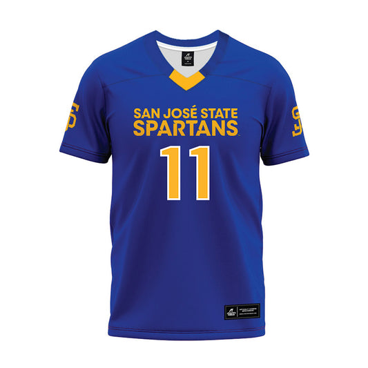 SJSU - NCAA Football : Champ Kapanui - Blue Premium Football Jersey-0