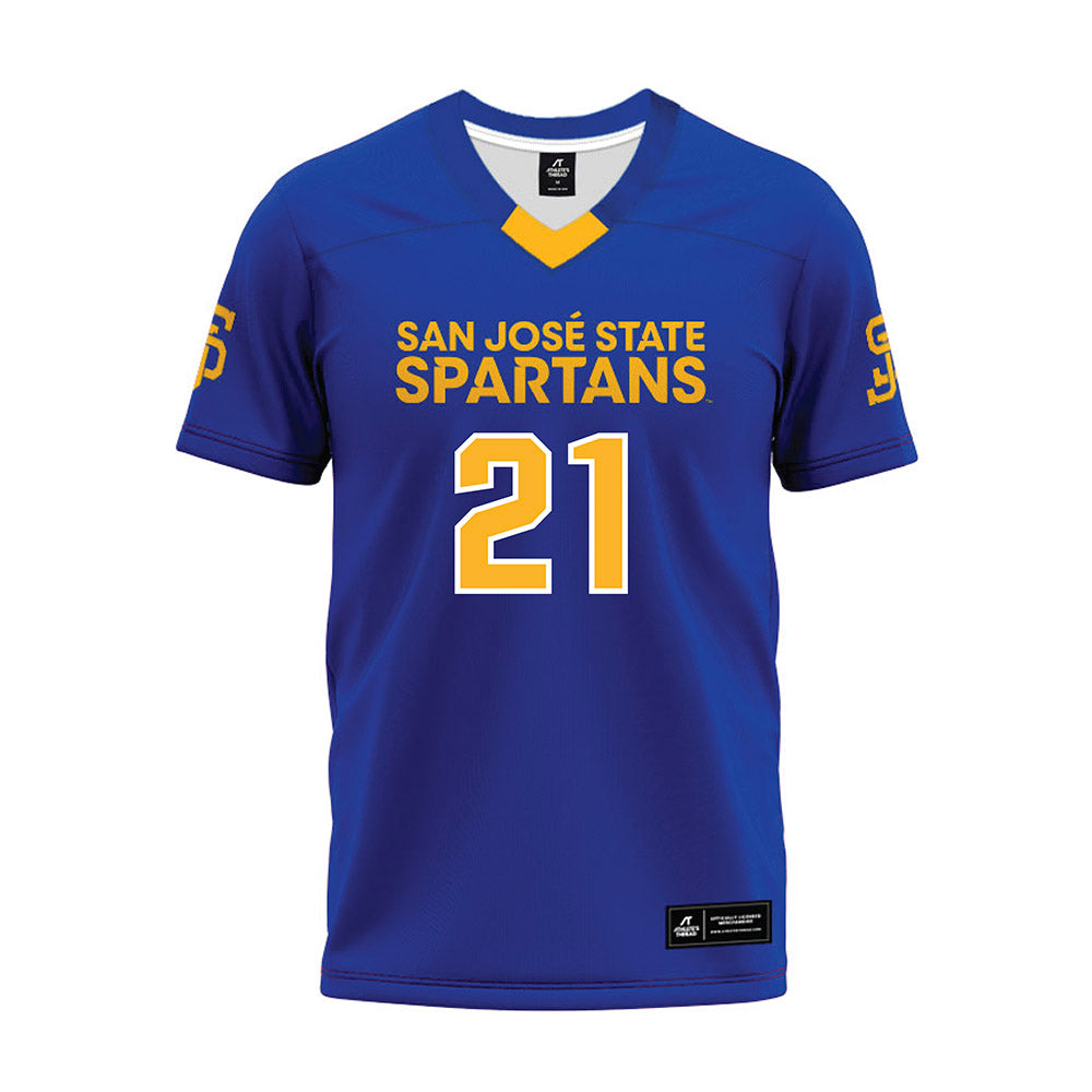 SJSU - NCAA Football : Charles Cox - Blue Premium Football Jersey-0