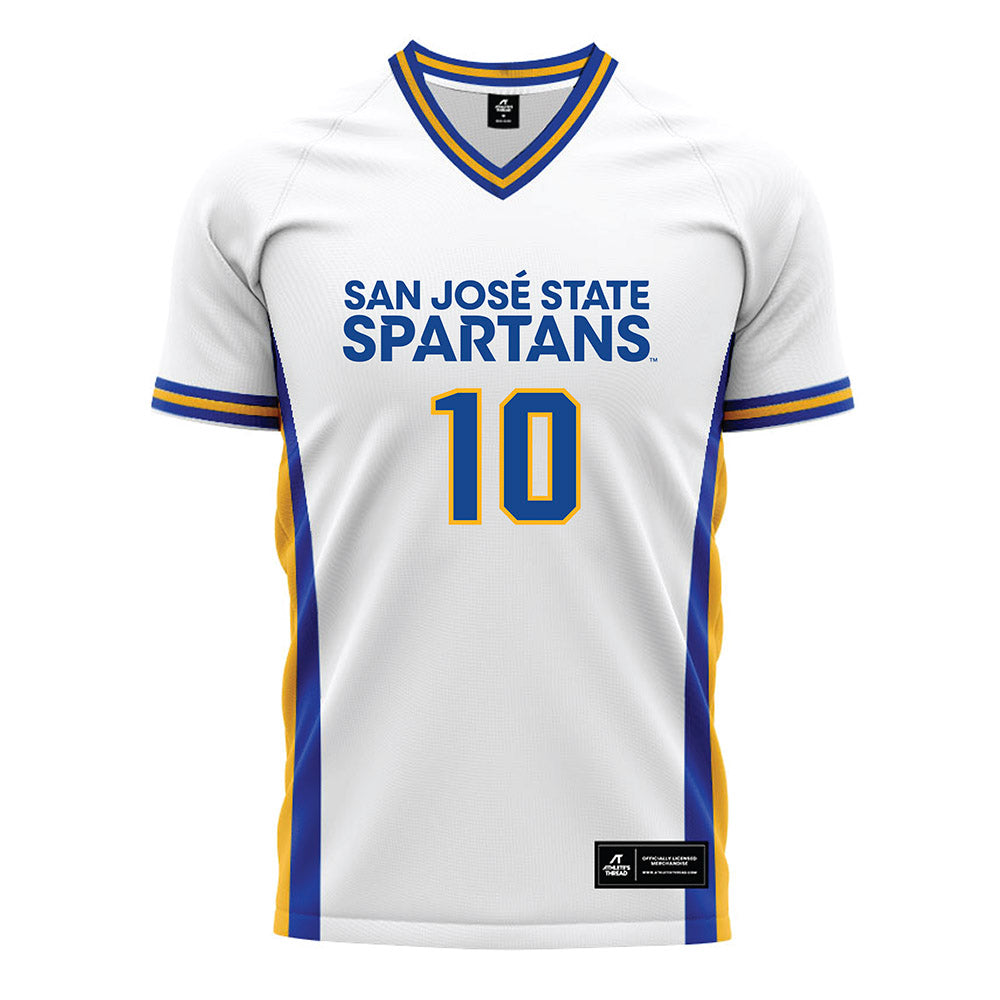 SJSU - NCAA Men's Soccer : Angel Iniguez - White Soccer Jersey-0
