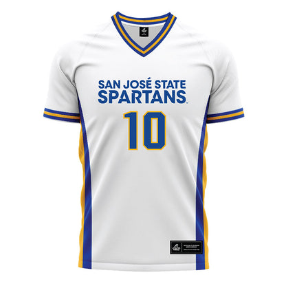 SJSU - NCAA Men's Soccer : Angel Iniguez - White Soccer Jersey-0