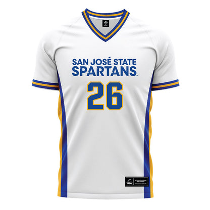 SJSU - NCAA Men's Soccer : Eamon Fakhri - White Soccer Jersey-0