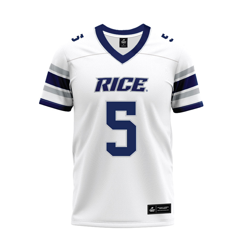 Rice - NCAA Football : Drew Devillier - White Premium Football Jersey-0