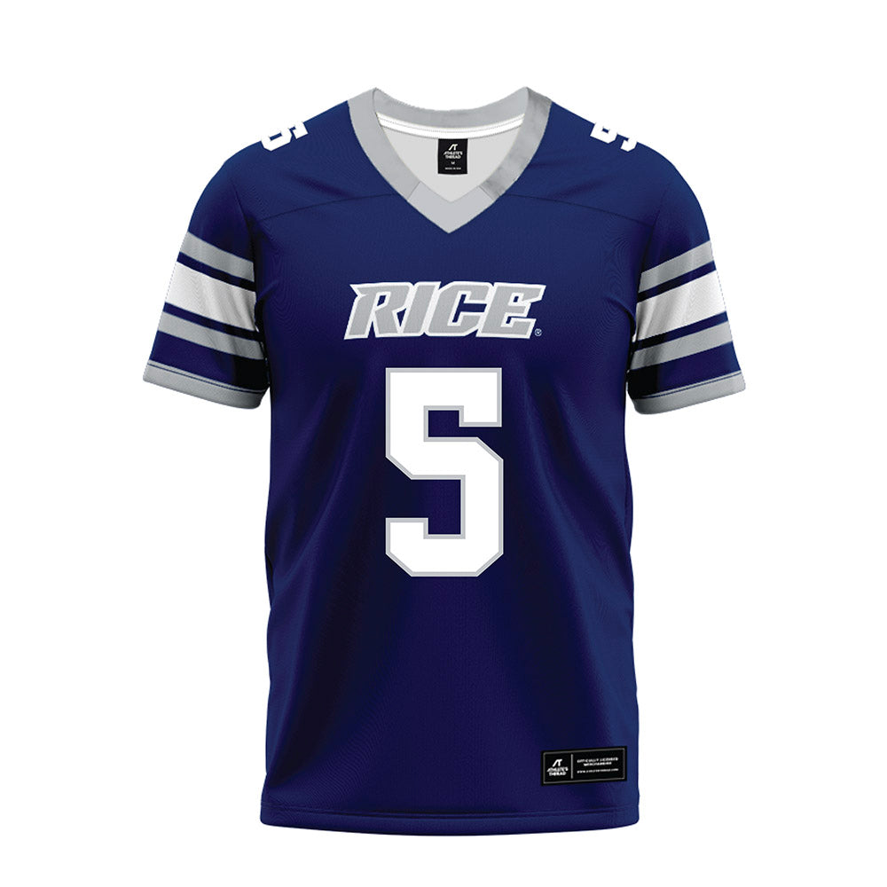 Rice - NCAA Football : Drew Devillier - Blue Premium Football Jersey-0