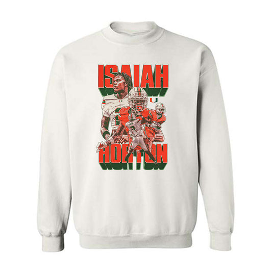 Miami - NCAA Football : Isaiah Horton - Player Collage Crewneck Sweatshirt