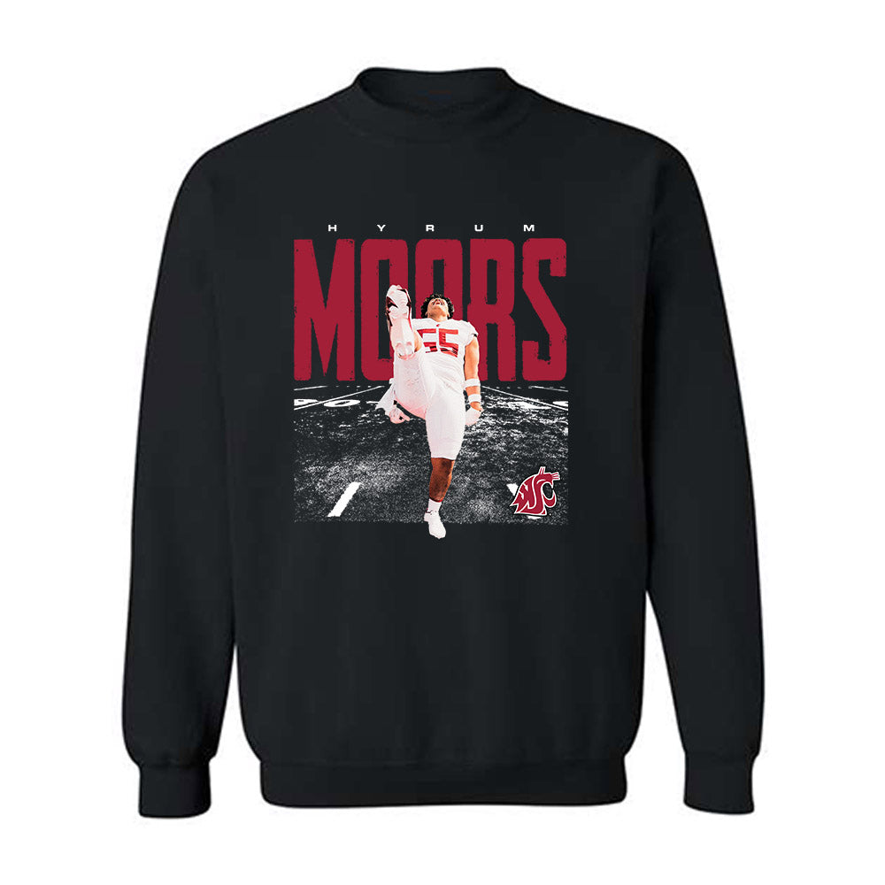 WSU - NCAA Football : Hyrum Moors - Crewneck Sweatshirt Player Collage