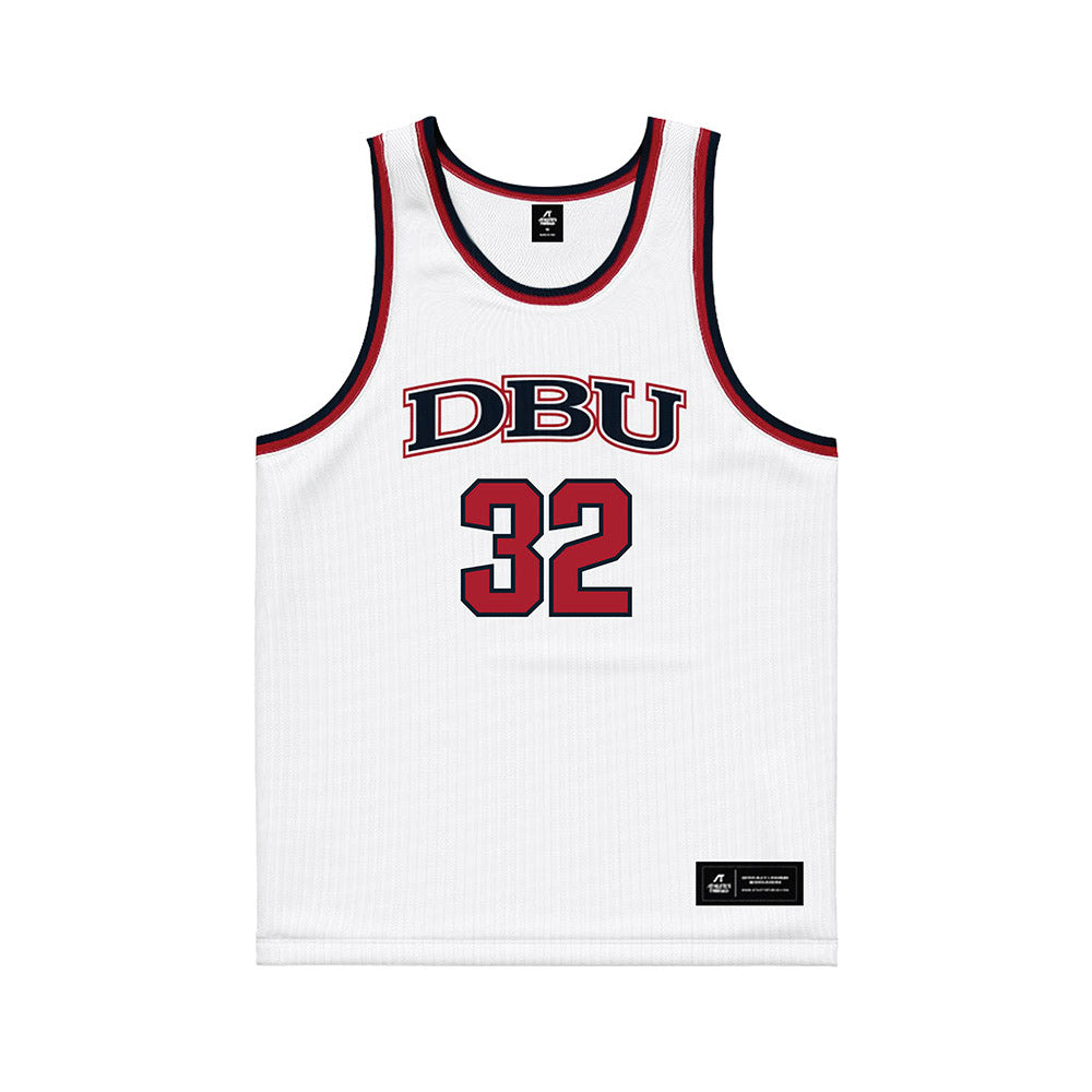Dallas Baptist - NCAA Men's Basketball : Justin Haire - White Basketball Jersey-0