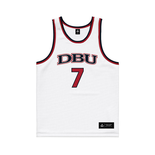 Dallas Baptist - NCAA Men's Basketball : Jackson McCabe - White Basketball Jersey-0