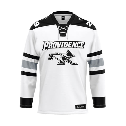 Providence - NCAA Men's Ice Hockey : Roger McQueen - White Hockey Jersey-0
