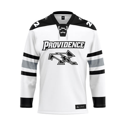 Providence - NCAA Men's Ice Hockey : Clint Levens - White Hockey Jersey