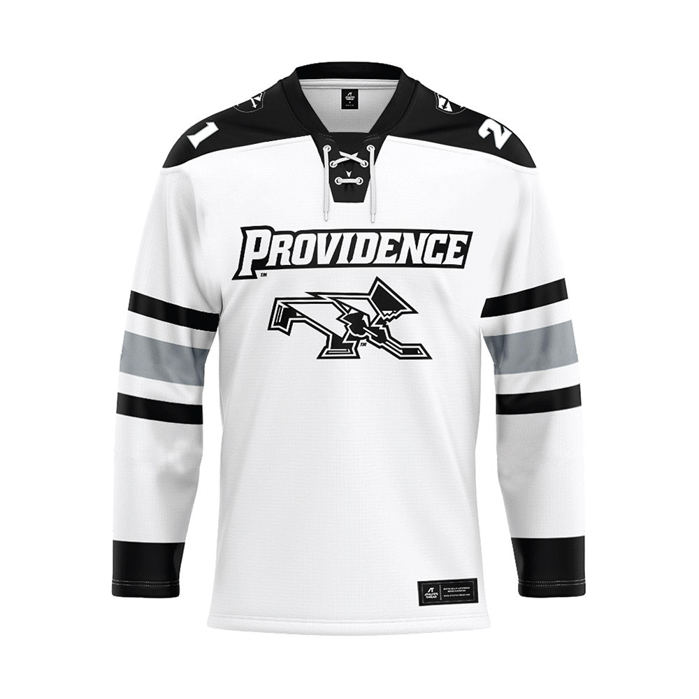 Providence - NCAA Men's Ice Hockey : John Mustard - White Hockey Jersey