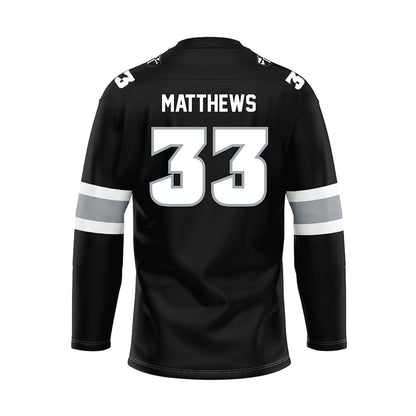Providence - NCAA Men's Ice Hockey : Aaron Matthews - Black Hockey Jersey-1