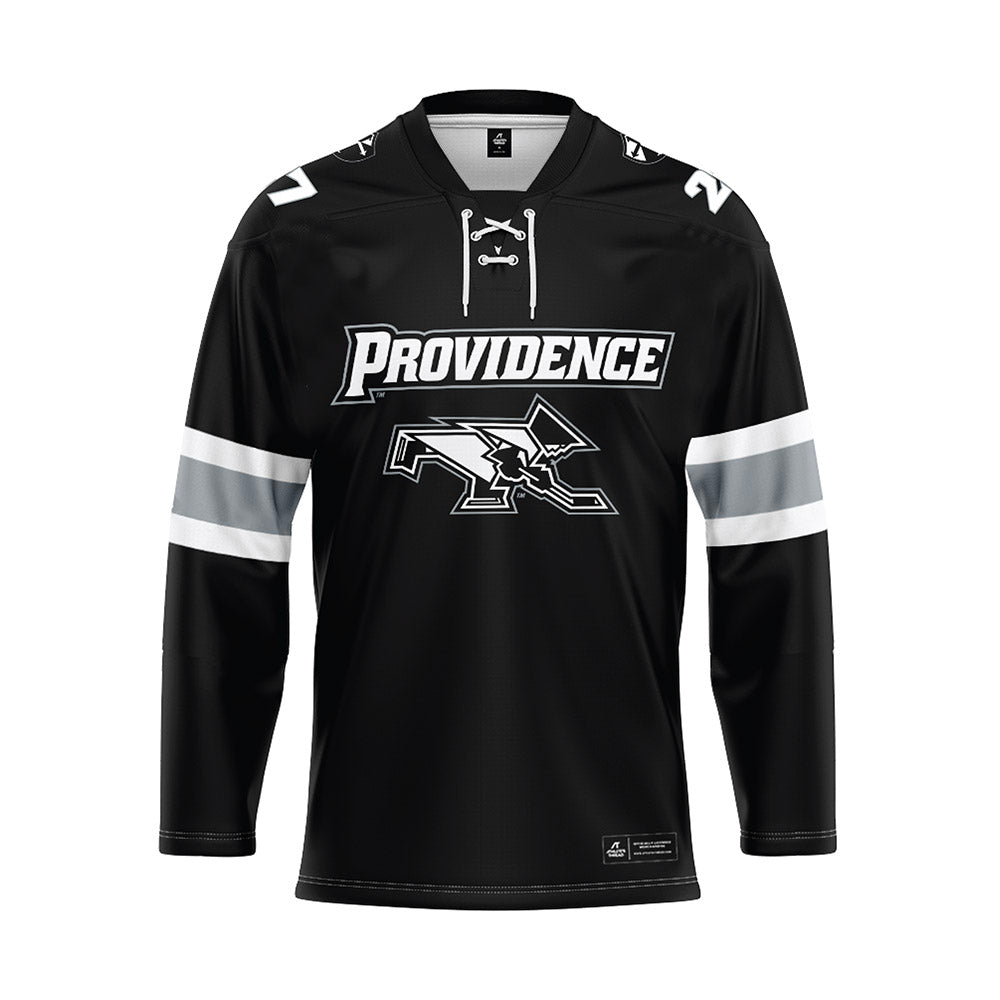 Providence - NCAA Men's Ice Hockey : Aleksandr Rybakov - Black Hockey Jersey-0
