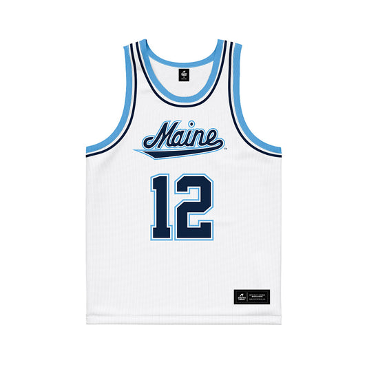 Maine - NCAA Men's Basketball : Emmitt Byther - White Basketball Jersey-0