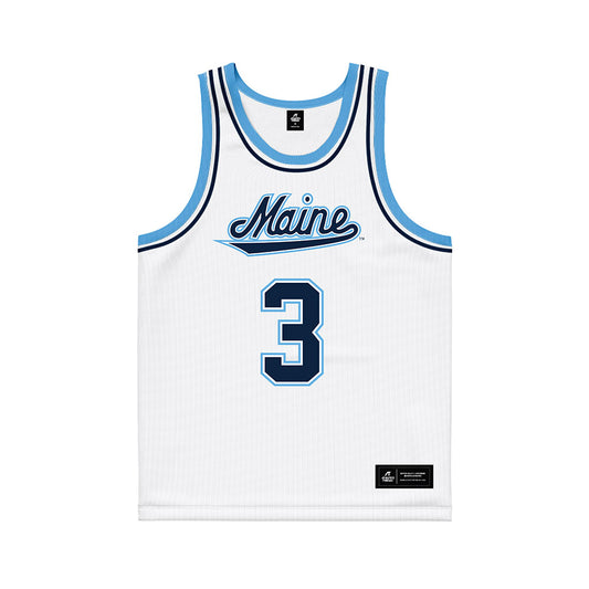 Maine - NCAA Men's Basketball : Jaden Clayton - White Basketball Jersey