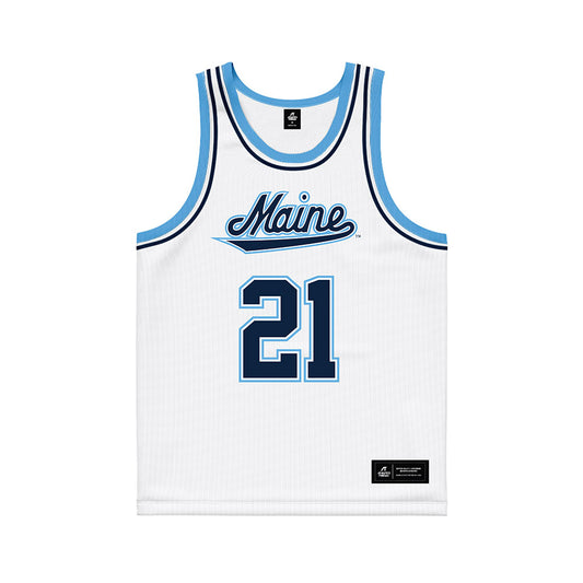 Maine - NCAA Men's Basketball : Joshua Ojuri - White Basketball Jersey-0