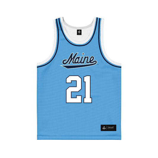 Maine - NCAA Men's Basketball : Joshua Ojuri - Light Blue Basketball Jersey-0