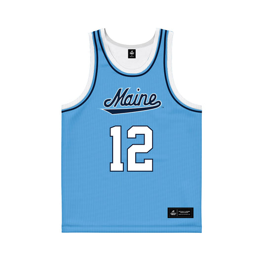 Maine - NCAA Men's Basketball : Emmitt Byther - Light Blue Basketball Jersey-0