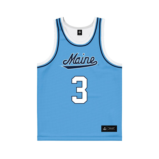 Maine - NCAA Men's Basketball : Jaden Clayton - Light Blue Basketball Jersey