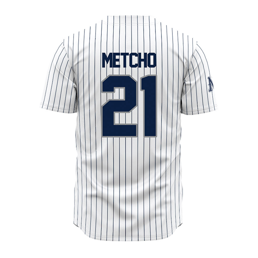 Nevada - NCAA Baseball : Jack Metcho - White Pinstripe Jersey-1