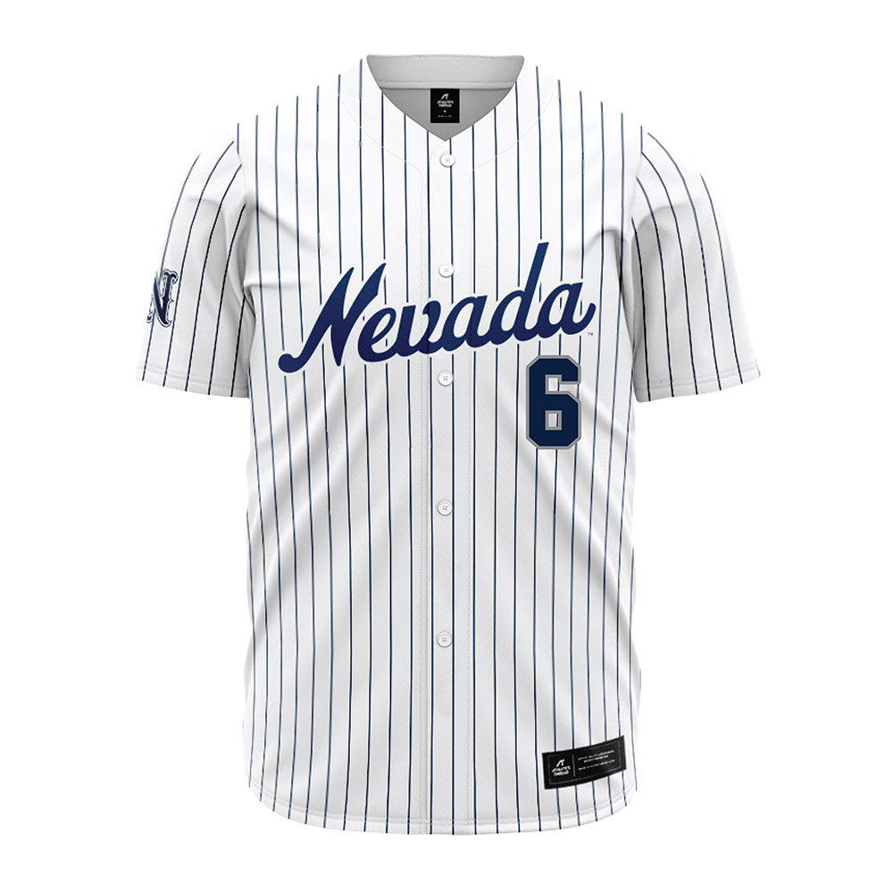 Nevada - NCAA Baseball : Nikolas Miller - White Pinstripe Jersey-0