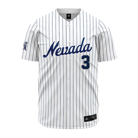 Nevada - NCAA Baseball : Taylor Holder - White Pinstripe Jersey-0