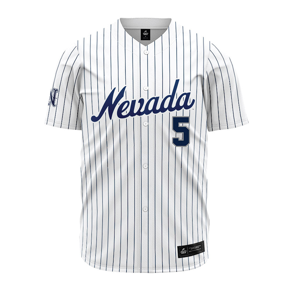 Nevada - NCAA Baseball : Mason Hirata - White Pinstripe Jersey-0