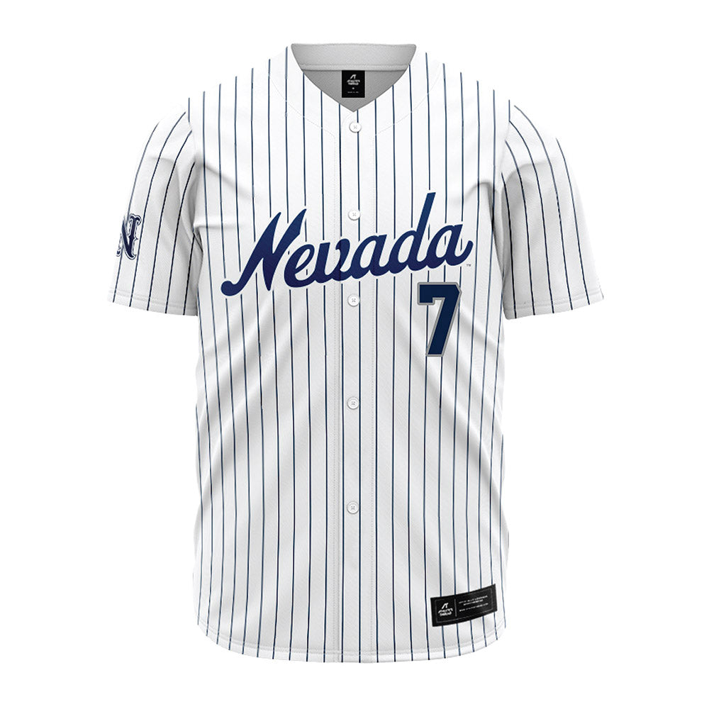 Nevada - NCAA Baseball : Jack Helmholz - White Pinstripe Jersey-0