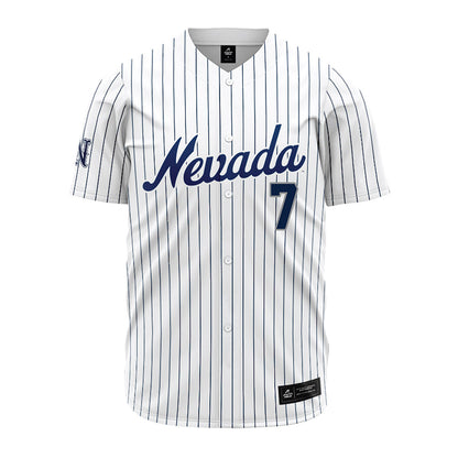 Nevada - NCAA Baseball : Jack Helmholz - White Pinstripe Jersey-0