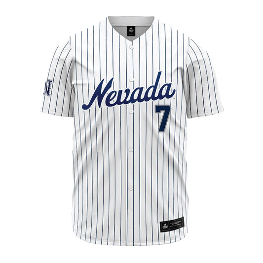 Nevada - NCAA Baseball : Jack Helmholz - White Pinstripe Jersey-0