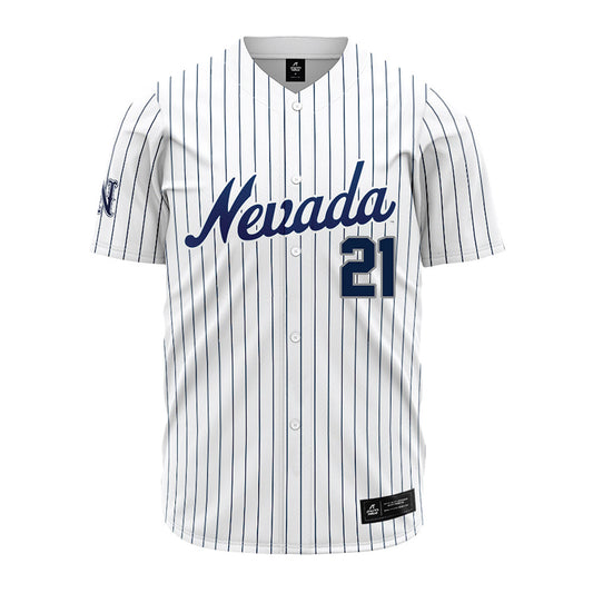 Nevada - NCAA Baseball : Jack Metcho - White Pinstripe Jersey-0