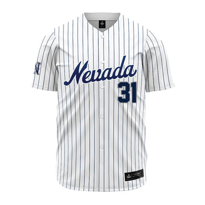 Nevada - NCAA Baseball : Logan Saloman - White Pinstripe Jersey-0