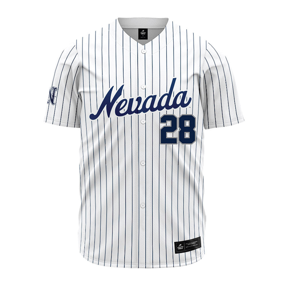 Nevada - NCAA Baseball : nate Snakenborg - White Pinstripe Jersey-0