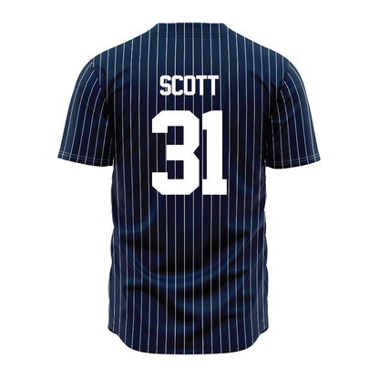 Maine - NCAA Baseball : Evan Scott - Navy Pin Stripe Jersey-1