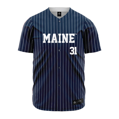 Maine - NCAA Baseball : Evan Scott - Navy Pin Stripe Jersey-0