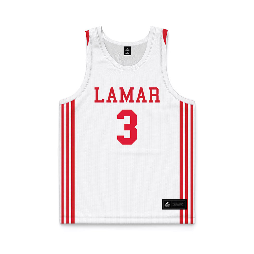 Lamar - NCAA Women's Basketball : Sabria Dean - White Basketball Jersey-0