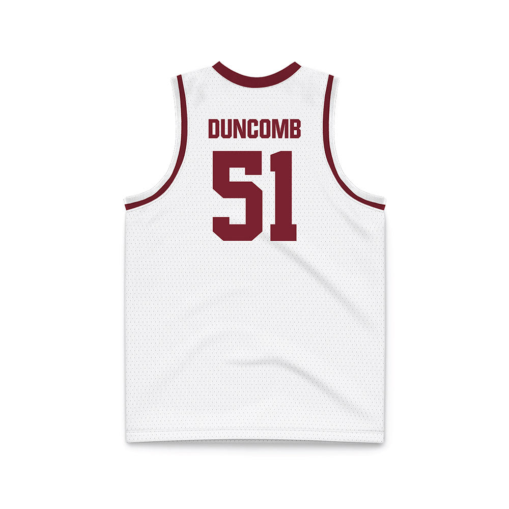 Winthrop - NCAA Men's Basketball : Logan Duncomb - White Basketball Jersey-1