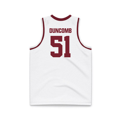 Winthrop - NCAA Men's Basketball : Logan Duncomb - White Basketball Jersey-1