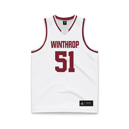 Winthrop - NCAA Men's Basketball : Logan Duncomb - White Basketball Jersey-0