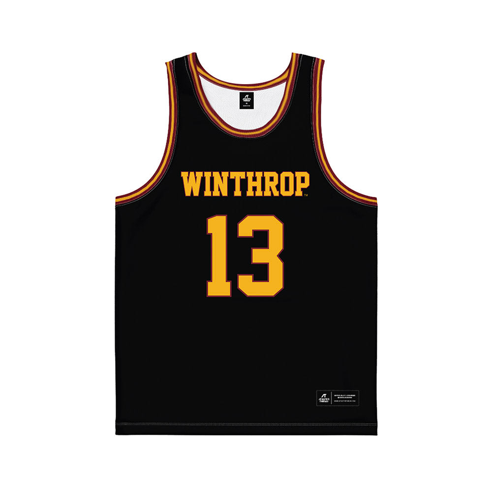 Winthrop - NCAA Women's Basketball : Mya Pierfax - Black Basketball Jersey-0