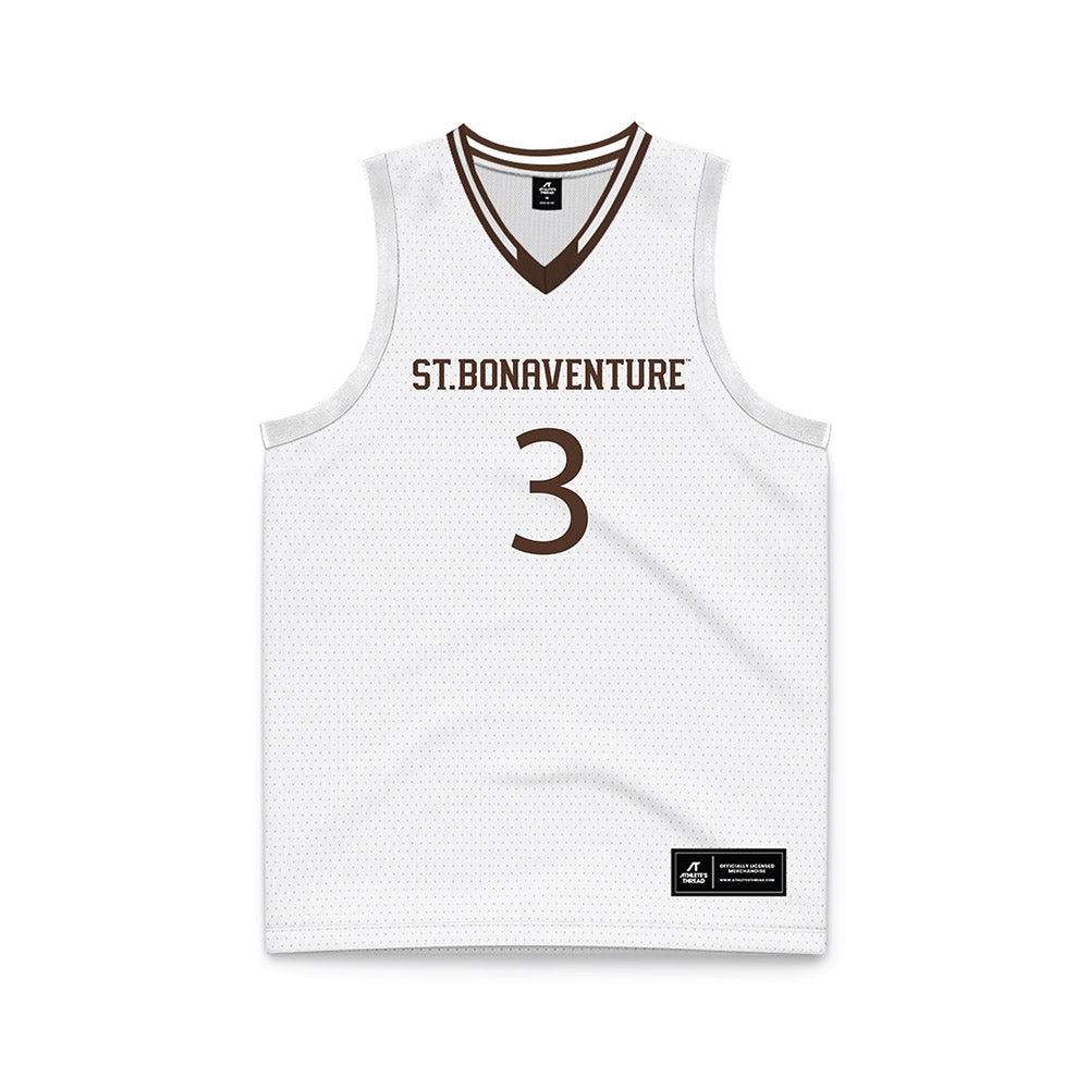St. Bonaventure - NCAA Men's Basketball : Daniel Egbuniwe - White Basketball Jersey-0