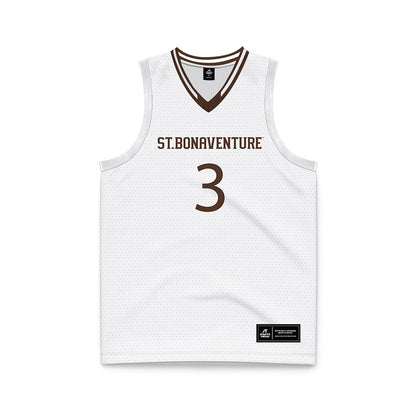 St. Bonaventure - NCAA Men's Basketball : Daniel Egbuniwe - White Basketball Jersey-0