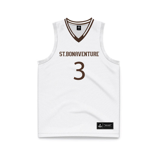 St. Bonaventure - NCAA Men's Basketball : Daniel Egbuniwe - White Basketball Jersey-0