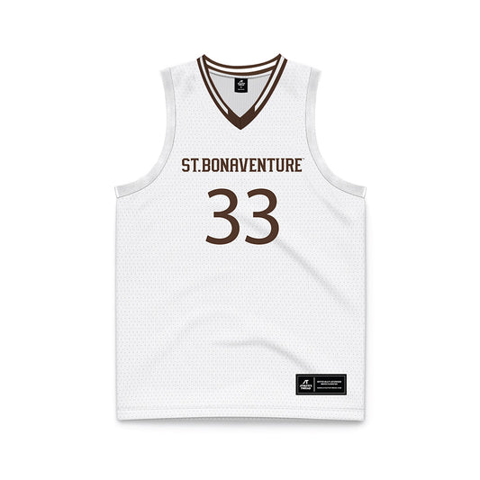 St. Bonaventure - NCAA Men's Basketball : Andrew Osasuyi - White Basketball Jersey-0