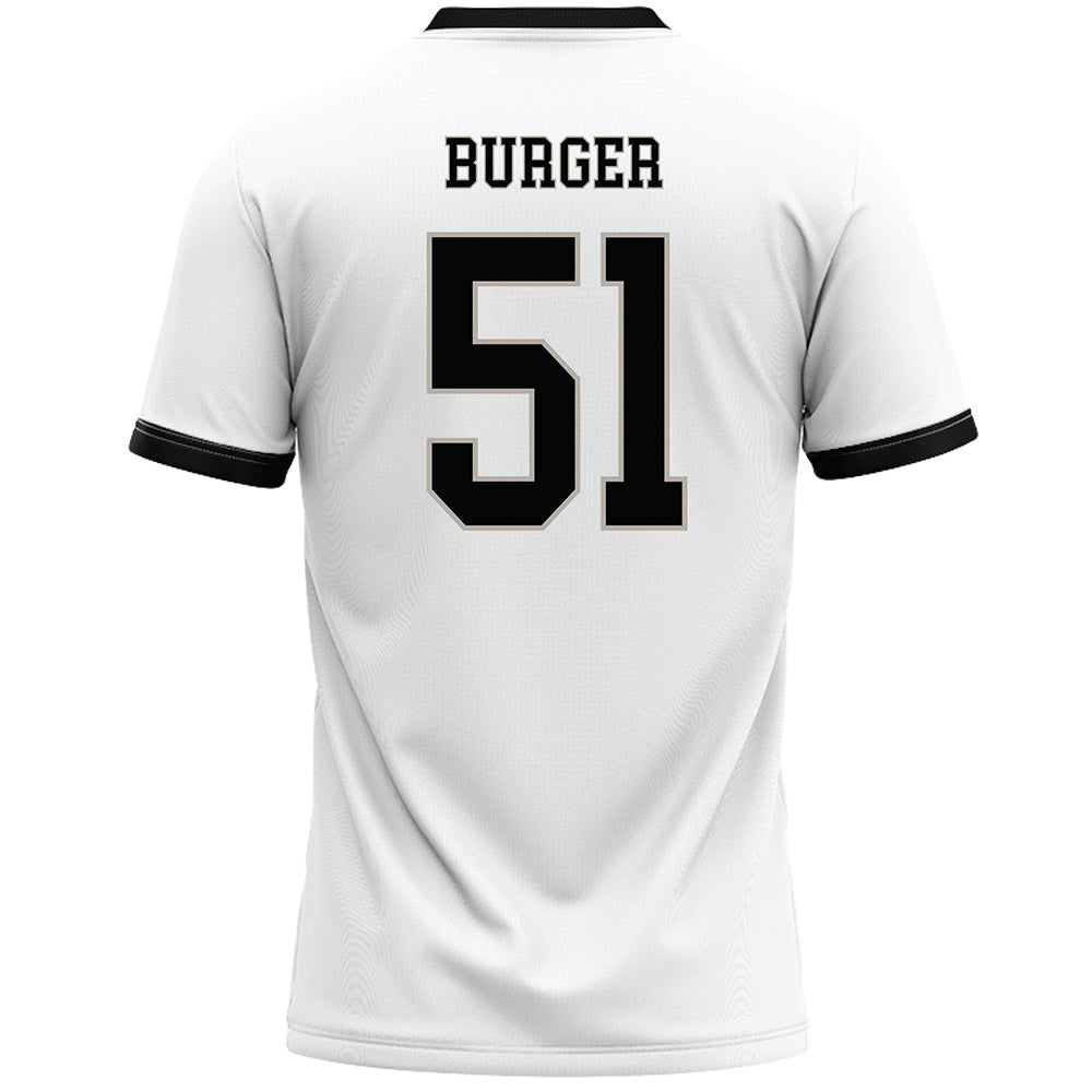 St. Bonaventure - NCAA Men's Lacrosse : Kaeden Burger - White Lacrosse Jersey -1