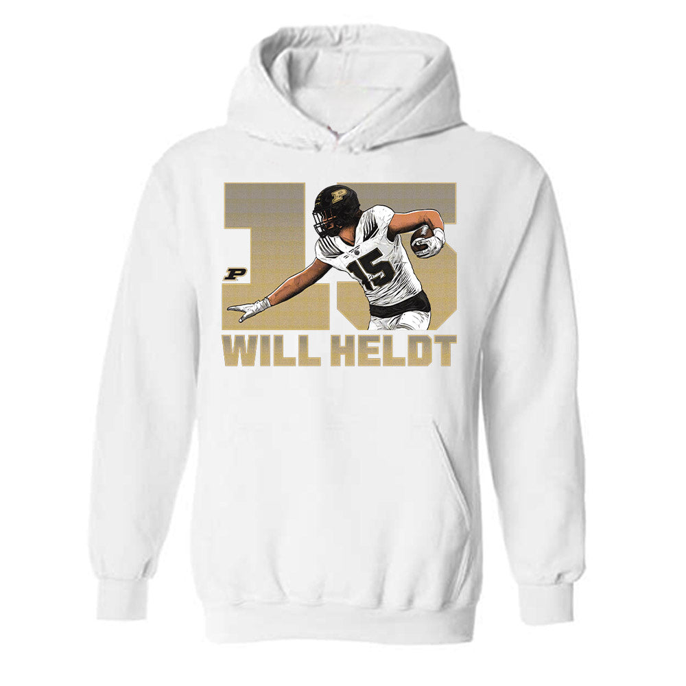 Purdue - NCAA Football : Will Heldt - Hooded Sweatshirt Player Caricature