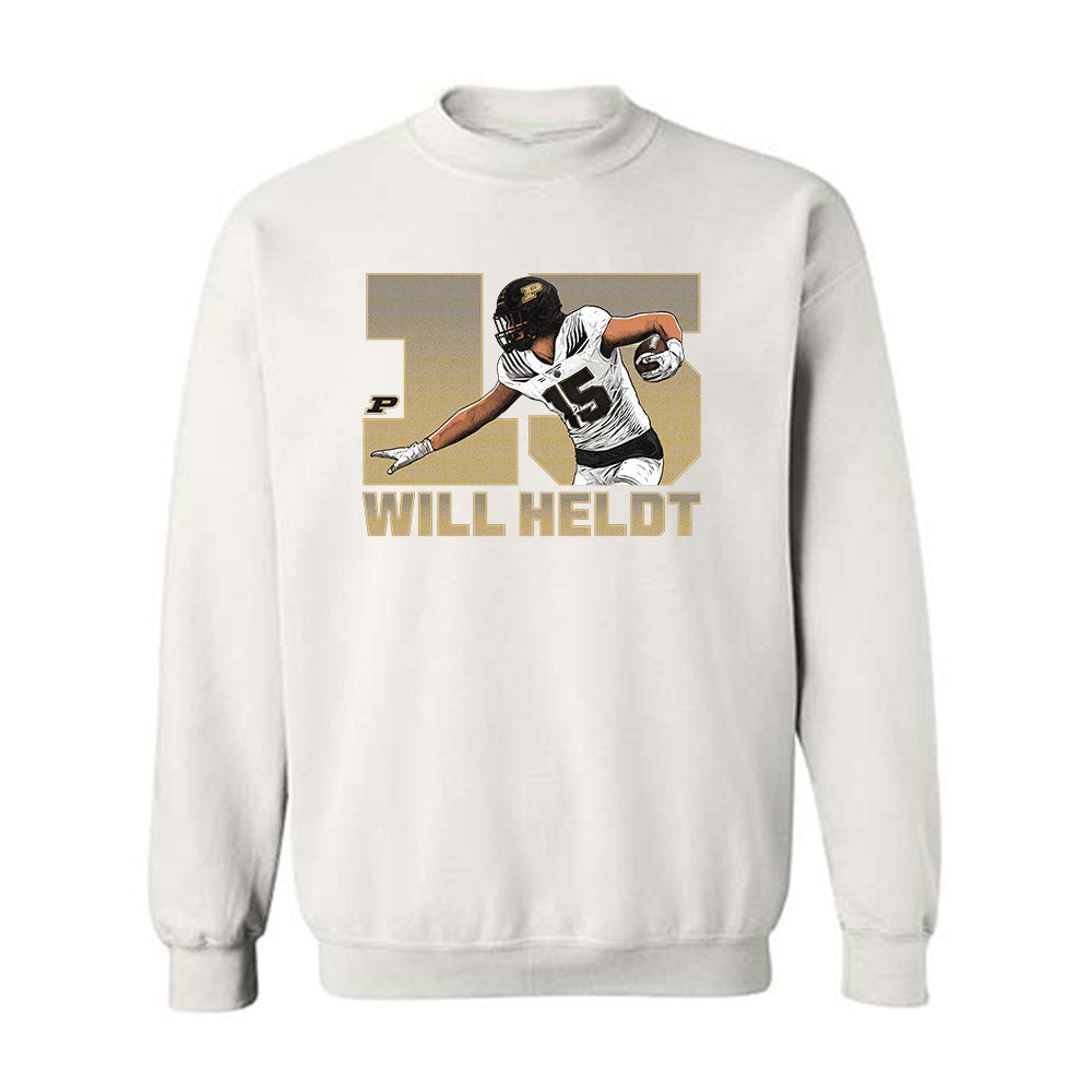 Purdue - NCAA Football : Will Heldt - Crewneck Sweatshirt Player Caricature