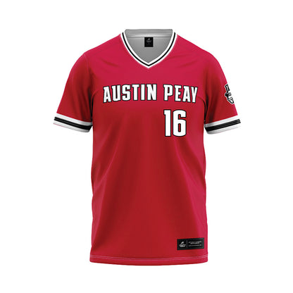 APSU - NCAA Baseball : Drew Delucia - Red Baseball Jersey-0