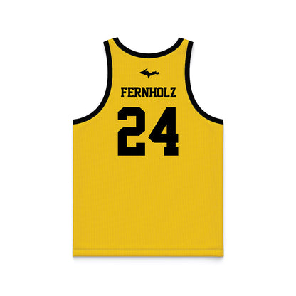 Michigan Tech - NCAA Men's Basketball : Ty Fernholz - Gold Basketball Jersey