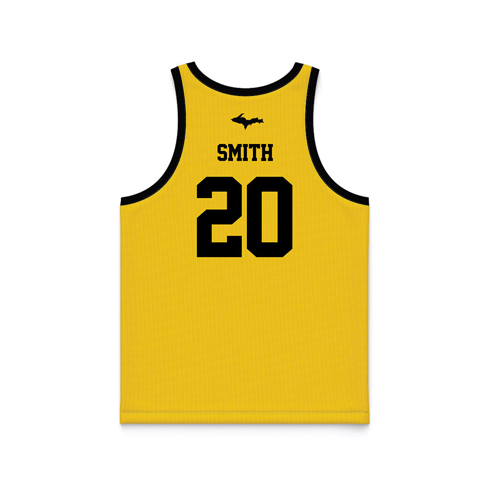 Michigan Tech - NCAA Men's Basketball : Gabriel Smith - Gold Basketball Jersey-1